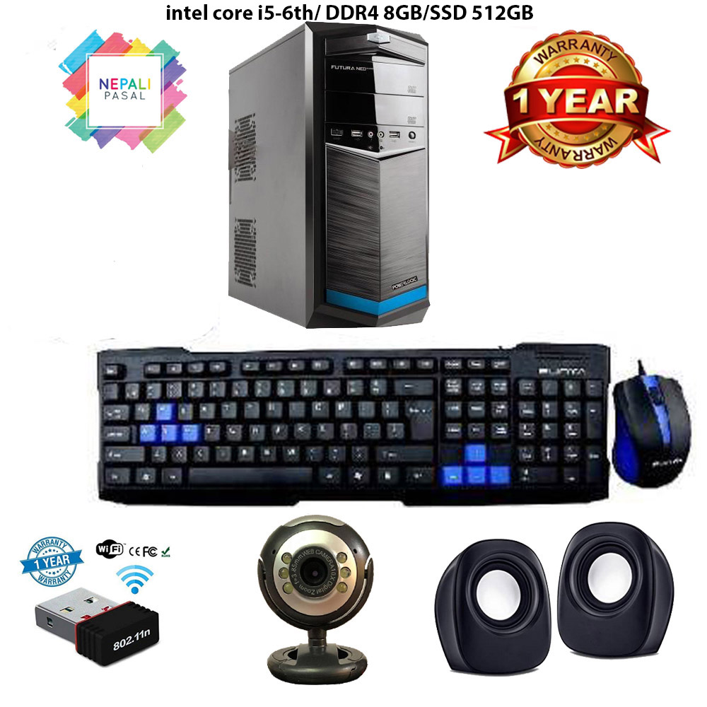 Wifi Desktop CPU Assemble Wireless With Solid State Drive Ssd 512GB/ Intel Core i5 (6th Gen)/ 8 GB Ram/ Intel HD Graphics 64 bit Windows 10